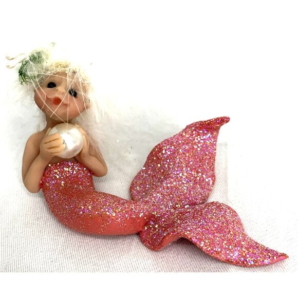 Mermaid Ornament Pixie Fairy Troll Handmade Polymer Clay 3.5" - Picture 1 of 7